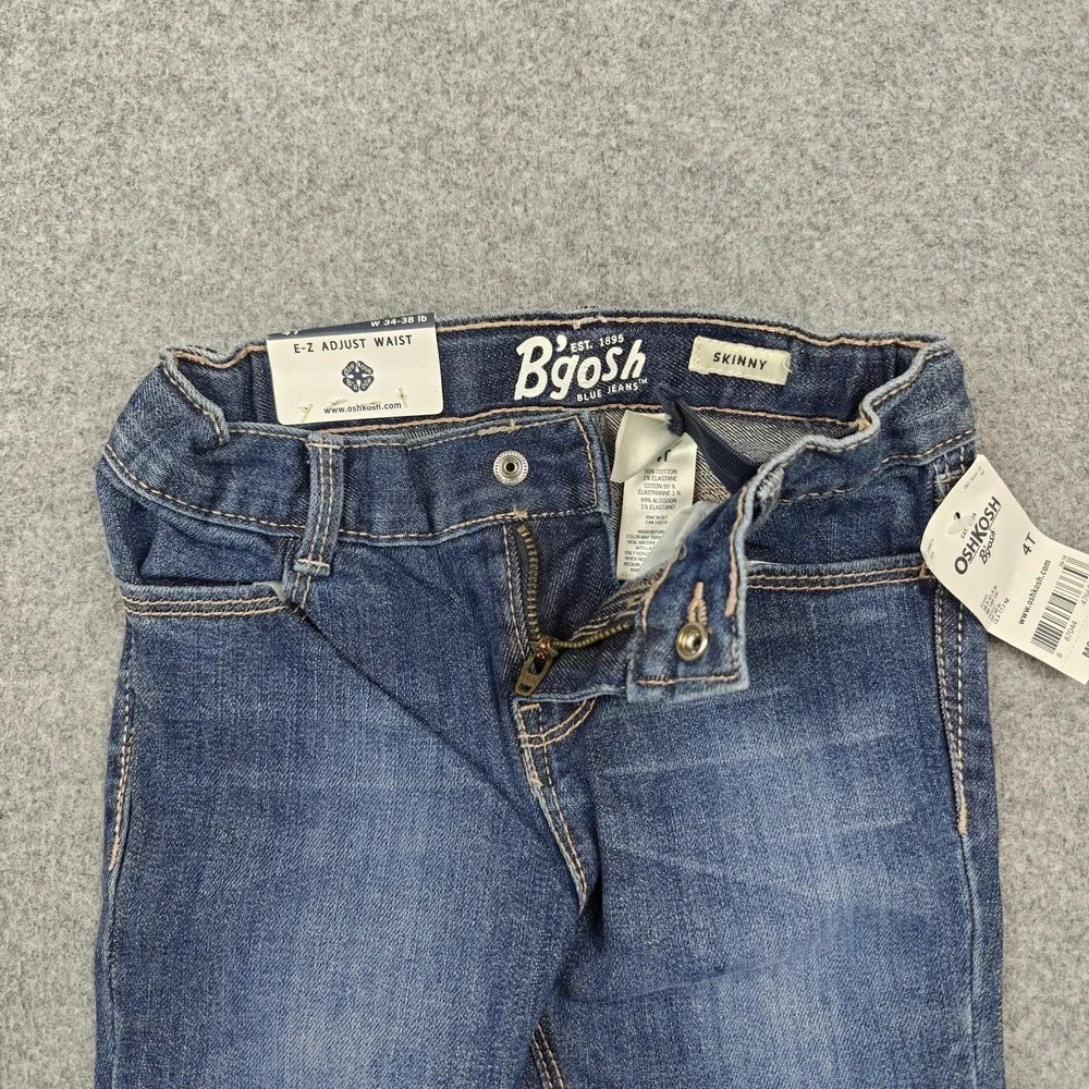 OshKosh B'gosh Jeans Girls 4T Blue Skinny Adjustable Waist Stretch Denim New